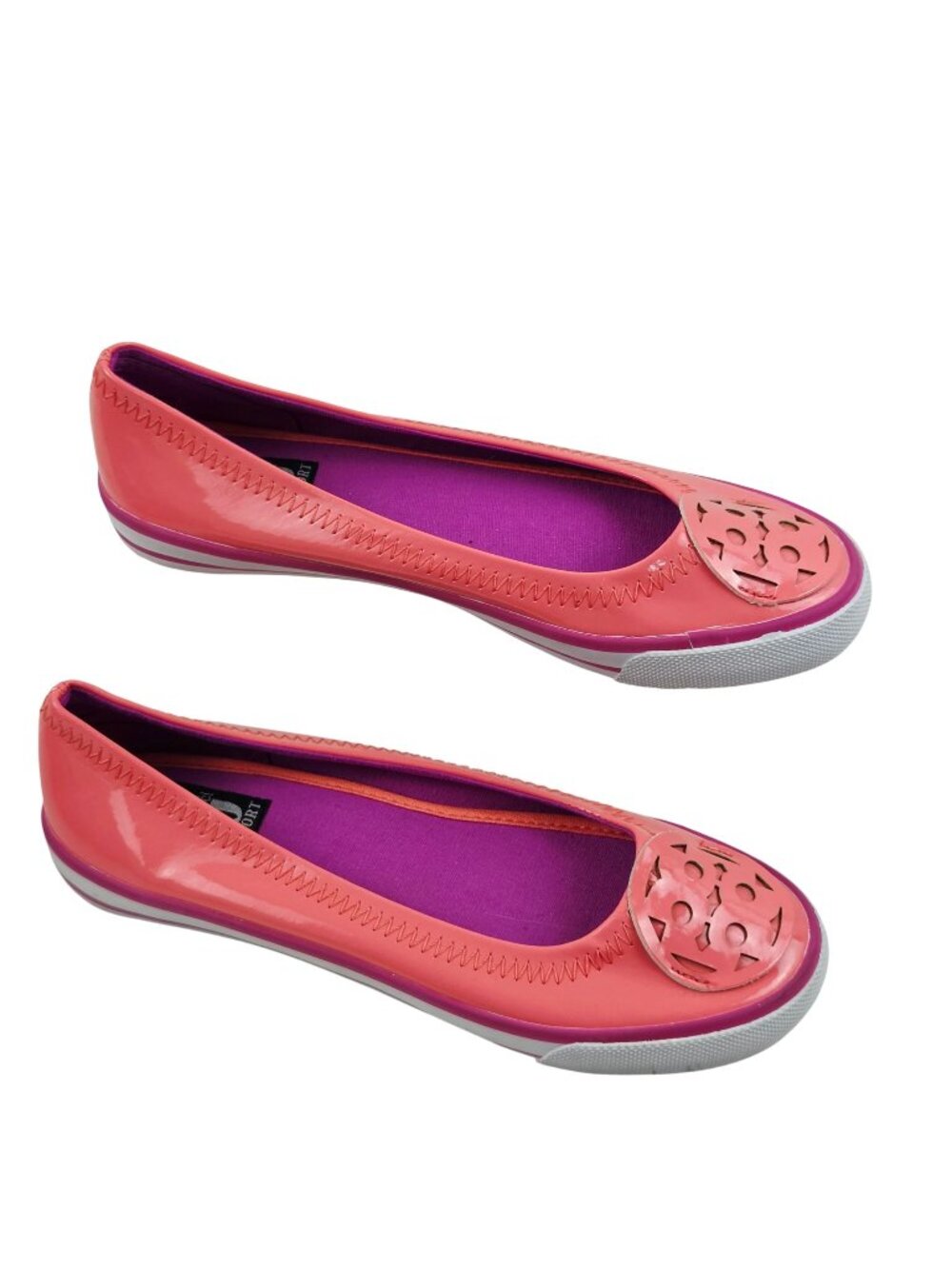 AJ Valenci Comfort Womens Coral Ballet Flats Size 7.5M Cutout Toe Casual Shoes